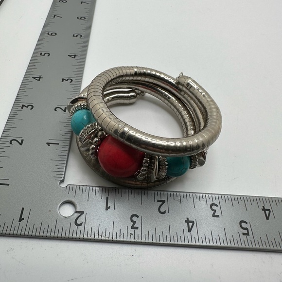 Sassy Jones Javeta Wrap Bracelet Bubblegum Silver T Snake Wrap Chunky Statement - Picture 6 of 7